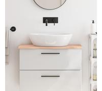 Ziaphsol Plateau de lavabo en chêne massif non traité avec bord naturel, 80 x 40 x 2 cm, pour rénovation de salle de bain, comme plateau de table ou plan de travail, charge maximale de 25,6 kg