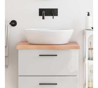 Ziaphsol Plateau de lavabo en chêne massif traité, marron clair, 60 x 50 x 2 à 4 cm, avec bord naturel, plaque de recouvrement pour rénovation de salle de bain, charge de 24 kg