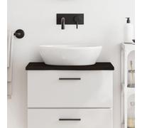 Ziaphsol Plateau de lavabo en chêne massif traité, marron foncé, 60 x 40 x 2 cm, avec bord naturel, plan de travail pour rénovation de salle de bain, charge maximale de 20 kg