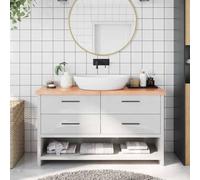 Ziaphsol Plateau de lavabo marron clair en chêne massif traité, 140 x 30 x 2 à 4 cm, bord naturel, pliable avec surface lasurée, pour rénovation de salle de bain, plaque de recouvrement
