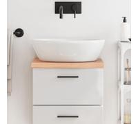 Ziaphsol Plateau de lavabo marron clair en chêne massif traité, 40 x 40 x 2-4 cm, bord naturel, pour lavabo, placard, plan de travail, surface et montage
