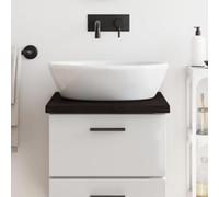 Ziaphsol Plateau de lavabo marron foncé en chêne massif 40 x 50 x 2 à 4 cm avec bord naturel pour rénovation de salle de bain, plan de travail de cuisine et montage d'établi