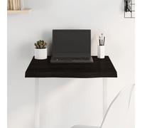 Ziaphsol Plateau de table en bois massif marron foncé 60 x 60 cm avec bord naturel en chêne pour salle à manger, bureau, jardin, bricolage, table de salon, robuste, universelle, durable, surface