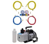Ziaphsol Pompe à Vide 100 L/Min avec manomètre 4 Voies en kit d'outils pour climatisation, réfrigération, appareils médicaux, Emballage sous Vide, Formation à Chaud