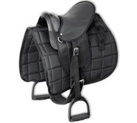 Ziaphsol Pony Ensemble de selle de 25,4 cm avec housse de selle, étriers, sangle de selle et supports de étriers, rembourrée pour poney, accessoire d'équitation léger pour l'entraînement et la