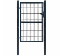 Ziaphsol Portail de clôture 2D robuste en acier gris anthracite 100x160 cm pour jardin, terrasse, enclos, propriété, avec serrure, verrou, charnières solides, passage piéton, protection