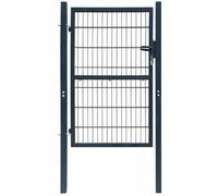 Ziaphsol Portail de clôture 2D simple Gris anthracite 100x120 cm acier robuste avec verrou serrure système de sécurité pour jardin terrasse entrée passage piéton