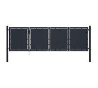 Ziaphsol Portail de jardin en acier anthracite 350 x 75 cm avec serrure et poteaux solides pour clôture extérieure sécurité et intimité