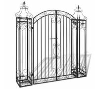 Ziaphsol Portail de jardin en fer forgé 122 x 20,5 x 134 cm galvanisé revêtu par pulvérisation robuste avec serrure pour allée, jardin, terrasse, accès extérieur, durable, résistant à la rouille