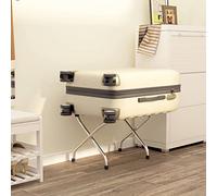 Ziaphsol Porte-bagages avec dossier argenté, 56 x 39 x 52 cm, cadre en métal avec 4 sangles en nylon, support de valise pliable pour hôtel, voyage et couloir