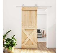 Ziaphsol Porte coulissante en bois de pin naturel blanc 80 x 210 cm pour intérieur espace compact design minimaliste facile à ouvrir et à fermer
