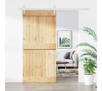 Ziaphsol Porte coulissante en bois de pin naturel blanc 95 x 210 cm pour intérieur, design, mécanisme fluide, structure robuste, idéale pour rénovation et optimisation d'espace