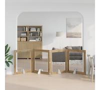 Ziaphsol Porte de Chien Pliable avec Supports 4 pcs en Bois d'ingénierie Chêne Artisanal pour intérieur, clôture Portable, abri pour Chiot, Protection et Confinement Facile à Ranger