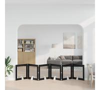 Ziaphsol Porte de Chien Pliable avec Supports en Bois d'ingénierie 6 pcs Chêne Noir 482 cm pour intérieur, sécurité, Confinement, Transport, élevage et Dressage