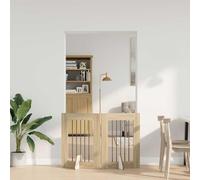 Ziaphsol Porte de Chien Pliable avec Supports en Bois d'ingénierie Chêne Sonoma pour intérieur, clôture modulable, barrière de sécurité, Facile à Installer et à Ranger pour Confinement Pratique