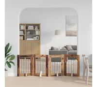 Ziaphsol Porte de Chien Pliable en Bois Ancien 241 cm avec Supports, clôture pour Chien intérieur, barrière de sécurité, Facile à Ranger et Transporter, idéale pour élevage et Dressage