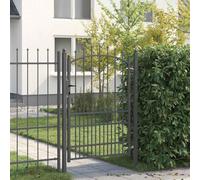 Ziaphsol Porte de clôture EMMEN, en acier revêtu par pulvérisation, 170 x 100 cm, gris, avec serrure à loquet, 2 poteaux et charnières, pour jardin et terrasse