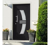 Ziaphsol Porte d'entrée anthracite 88x200 cm avec serrure sécurité poignée inox cadre renforcé isolation thermique façade maison appartement rénovation