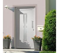 Ziaphsol Porte d'entrée blanche 108x200 cm en aluminium avec vitrage isolant serrure à 5 points poignée inox kit montage maison appartement sécurité rénovation façade