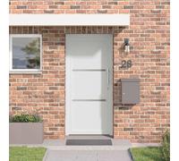 Ziaphsol Porte d'entrée blanche 88 x 200 cm PVC pour maison appartement façade intérieure extérieure avec serrure verrou poignée paumelle charnière durable sécurité rénovation