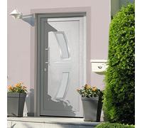 Ziaphsol Porte d'entrée blanche 98x208 cm avec serrure, poignée inox, vitrage isolant, cadre en PVC aluminium, sécurité renforcée pour maison appartement façade