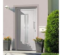 Ziaphsol Porte d'entrée blanche 98x208 cm en aluminium avec vitrage isolant sécurité serrure à 5 points poignée inox kit montage pour maison appartement rénovation façade garage