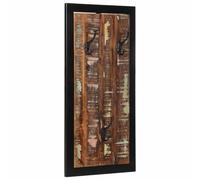 Ziaphsol Porte-manteau mural multicolore en bois massif vieilli 40 x 2 x 80 cm avec 3 crochets en fer pour couloir, entrée, chambre à coucher, rangement et rangement