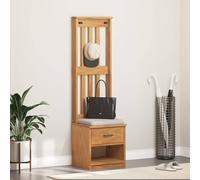 Ziaphsol Porte-manteaux SANDNES en pin massif aspect bois d'acacia 45 x 40 x 159,5 cm avec 3 crochets, tiroir et compartiment ouvert pour couloir, entrée et entrée