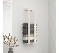 Ziaphsol Porte-Serviette Mural Blanc en Bois de pin Massif 23x18x90 cm avec étagère, idéal pour Salle de Bain, Douche, Toilette, lavabo, Spa, Cuisine, Support Robuste, Design Rustique