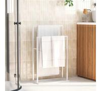 Ziaphsol Porte-Serviettes sur Pied Blanc en Fer 48x24x78,5 cm avec Support Multifonctionnel pour Salle de Bain, Douche, Toilette, Organiseur d'accessoires, idéal pour Spa et Cuisine