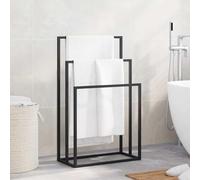 Ziaphsol Porte-Serviettes sur Pied Noir 48x24x79 cm en Fer Robuste avec 3 Niveaux, Support Multifonction pour Salle de Bain, Douche, Toilette, Spa ou Cuisine