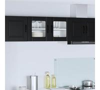 Ziaphsol Porto - Vitrine murale en verre - Noir - 80 x 31 x 40 cm - Avec 2 portes et étagères - Meuble mural de cuisine - Rangement pour garde-manger et salle à manger