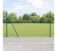 Ziaphsol Poteau de clôture avec base en béton 52 pièces Vert acier thermolaqué support robuste pour clôtures de jardin terrasse en métal extérieur durable