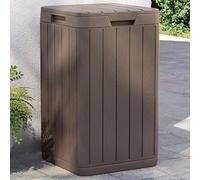 Ziaphsol Poubelle d'extérieur Marron 38x38x65 cm avec Couvercle en polypropylène résistante aux intempéries et UV idéale pour Jardin, Parc, Espace Public, Grande capacité de 80 litres