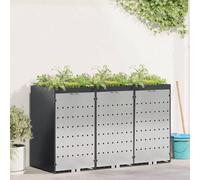 Ziaphsol Poubelle en acier anthracite pour 3 boîtes à poubelles, extensible avec portes magnétiques, matériau imperméable aux UV, pour jardin, cour, terrasse