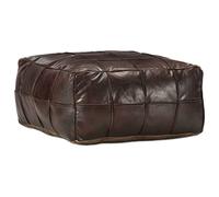 Ziaphsol Pouf 60 x 60 x 30 cm Marron foncé en Cuir véritable de chèvre avec Rembourrage en Coton, Assise modulable pour Salon, Chambre ou Bureau, décoration intérieure élégante