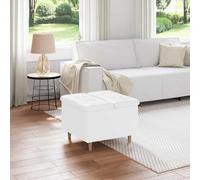 Ziaphsol Pouf de Rangement Blanc 60 x 60 x 45 cm en Simili Cuir avec Repose-Pieds et Support Stable idéal pour Salon, Chambre ou entrée, Design capitonné élégant et Rangement caché Pratique