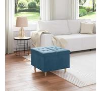 Ziaphsol Pouf de Rangement en Velours Bleu 60 x 60 x 45 cm avec Coussin capitonné, Support Stable, Utilisation intérieure multifonctionnelle pour Salon, Chambre ou entrée