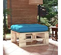 Ziaphsol Pouf Palette de Jardin en Bois de pin imprégné avec Coussin Bleu, 60 x 60 x 25 cm, élément modulable pour canapé Fauteuil, terrasse Jardin Balcon Patio véranda Lounge