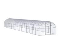 Ziaphsol Poulailler d'extérieur en acier galvanisé 3 x 16 x 2 m argenté avec cadre d'extension pour poules, canards et petits animaux dans le jardin, enclos et extérieur