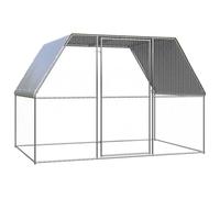 Ziaphsol Poulailler en Acier galvanisé Gris argenté 3x2x2 m avec Toit en polyéthylène résistant à l'eau pour Poules, Canards, Petits Animaux en extérieur ou Jardin