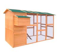 Ziaphsol Poulailler en bois marron 295 x 163 x 170 cm avec enclos extérieur, nid de potage, deux rampes antidérapantes, bac de sol et toit résistant aux intempéries pour jardin, balcon et extérieur