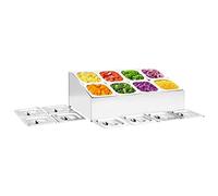 Ziaphsol Présentoir gastronorm en acier inoxydable avec 8 récipients GN 1/6, organiseur à double rangée pour le rangement et le service dans la cuisine, l'armoire, l'hôtel ou la fête