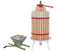 Ziaphsol Presse-fruits et vin avec moulin en bois de chêne et acier, capacité de 24 l, entonnoir de 7 l, pour raisins, pommes, baies, most, purée et fabrication de vin dans la cave