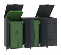 Ziaphsol Rangement à roulettes pour poubelles avec abri en Acier Anthracite pour 3 bacs de 120 ou 240 L, Solution de Dissimulation extérieure pour Jardin, Cour ou terrasse