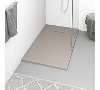 Ziaphsol Receveur de douche SMC marron 120 x 70 cm, encastrable au sol plat, avec seuil bas et surface en ardoise antidérapante pour douche