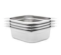 Ziaphsol Récipients Gastronorm 4 pcs GN 1/2 100 mm en Acier Inoxydable résistants, empilables, pour Cuisine Professionnelle, Bain-Marie, Buffet, Restauration, Stockage et Maintien Chaud Alimentaire