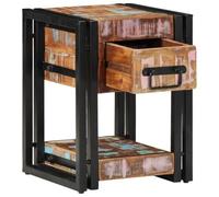 Ziaphsol Recycled Solid Wood Bedside Table 30x30x40 cm Rustic Nightstand with Drawer and Shelf for Bedroom Lounge Modern Vintage Style