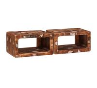 Ziaphsol Recycled Solid Wood Bedside Table Set 2 Pieces Vintage Rustic Nightstands for Bedroom Lounge with Storage Drawer and Shelves for Modern Or Traditional Décor