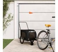 Ziaphsol Remorque de vélo pour animaux de compagnie noir robuste en tissu Oxford et fer, cabine spacieuse 125x70x50 cm, capacité 45 kg, idéale pour chien chat chiot, transport promenade voyage